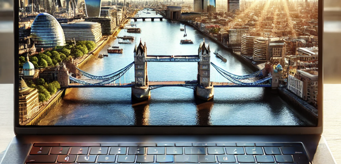 laptop-london-sunset